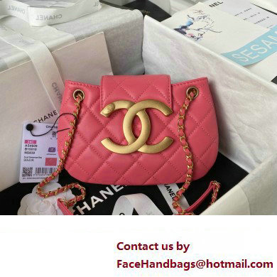 Chanel Lambskin & Gold-Tone Metal Small Messenger Bag AS4609 FUCHSIA 2024 - Click Image to Close